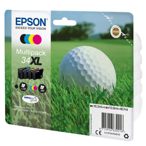 Zestaw Tuszy Epson 34 XL do WorkForce Pro WF-3720DWF | 48,7 ml | CMYK